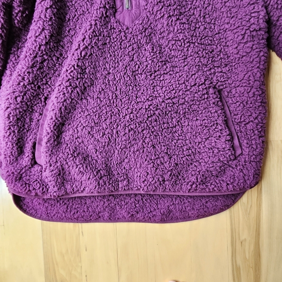 Time and Tru Purple Sherpa Cowl Neck 1/4 Zip Large - Picture 4 of 5